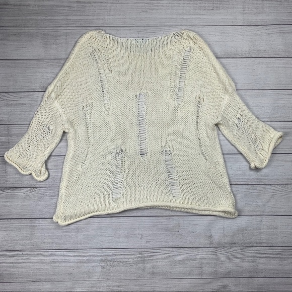 Cream Ribbed Knit Sweater - Picture 2 of 4